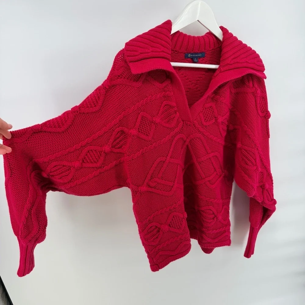 Brooks Brothers V-Neck oversized Sweater in Vibrant Red